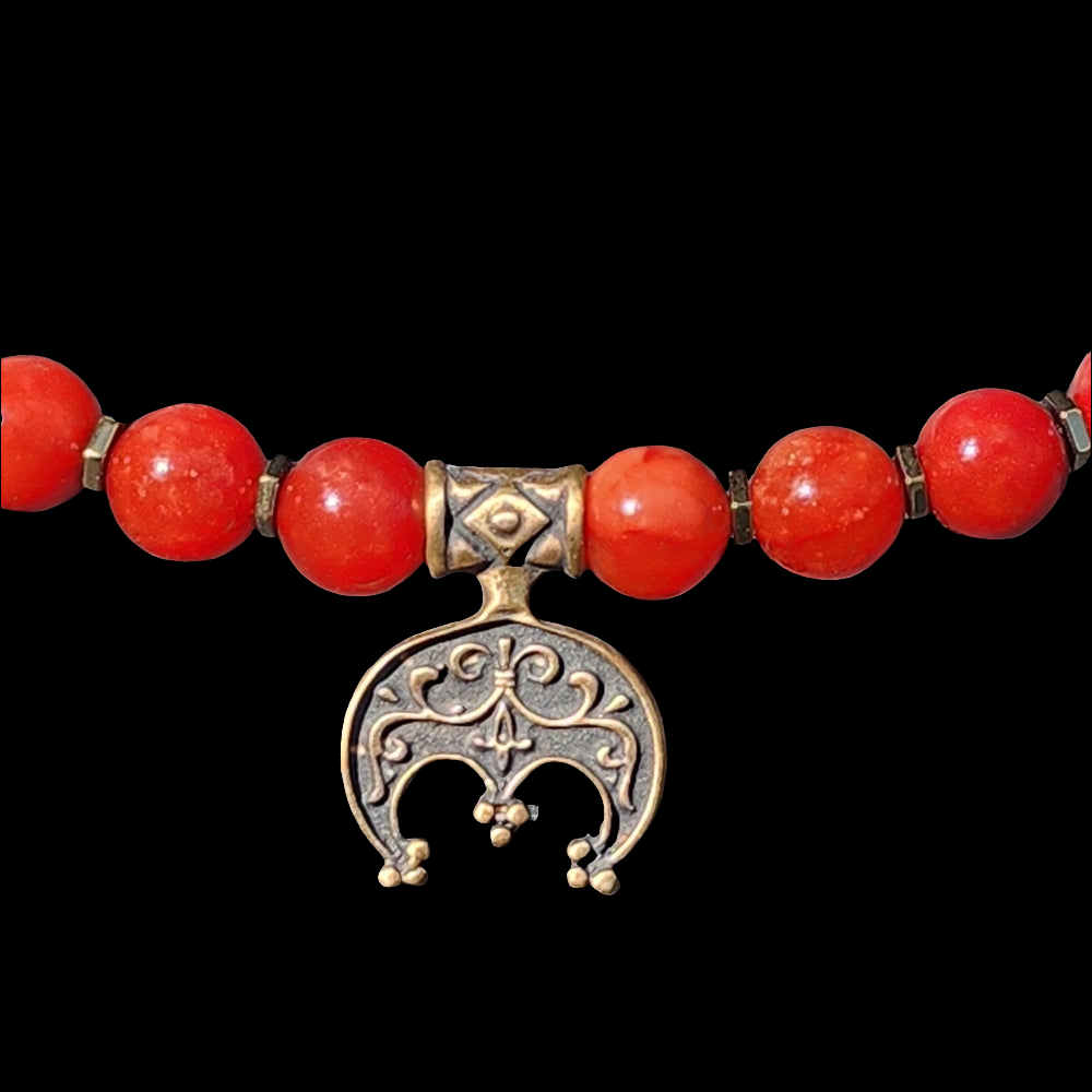 Oksana Boriychuk red choker necklace w pendant fashion costume designer jewelry