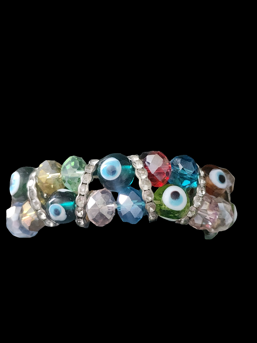 Evil eye art glass stretch bracelet