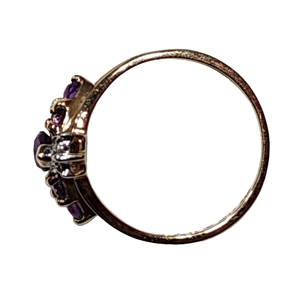 10K gold ring with purple stones and diamonds size 7 invest in gold jewelry