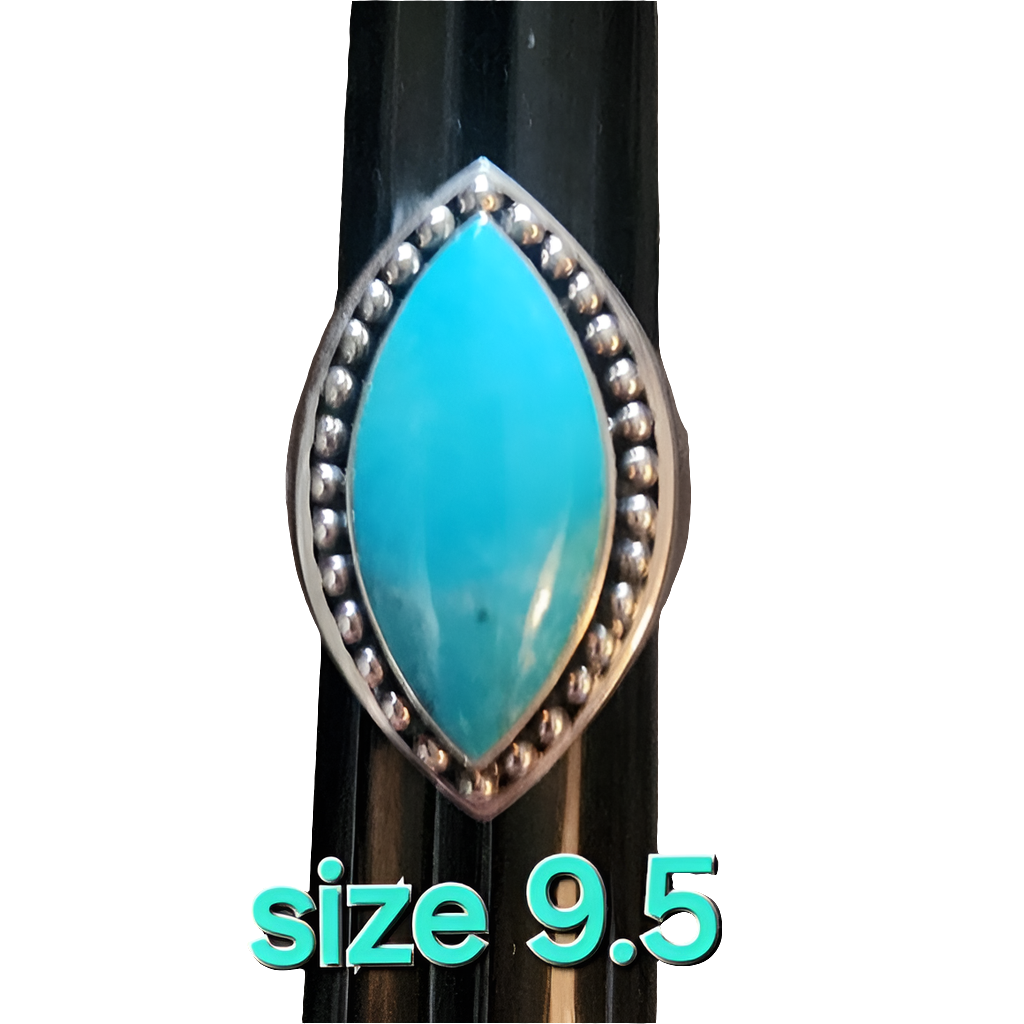 Sterling Silver Blue Turquoise Statement ring size 9.5 Fine Southwest Jewelry