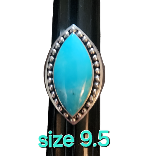 Sterling Silver Blue Turquoise Statement ring size 9.5 Fine Southwest Jewelry