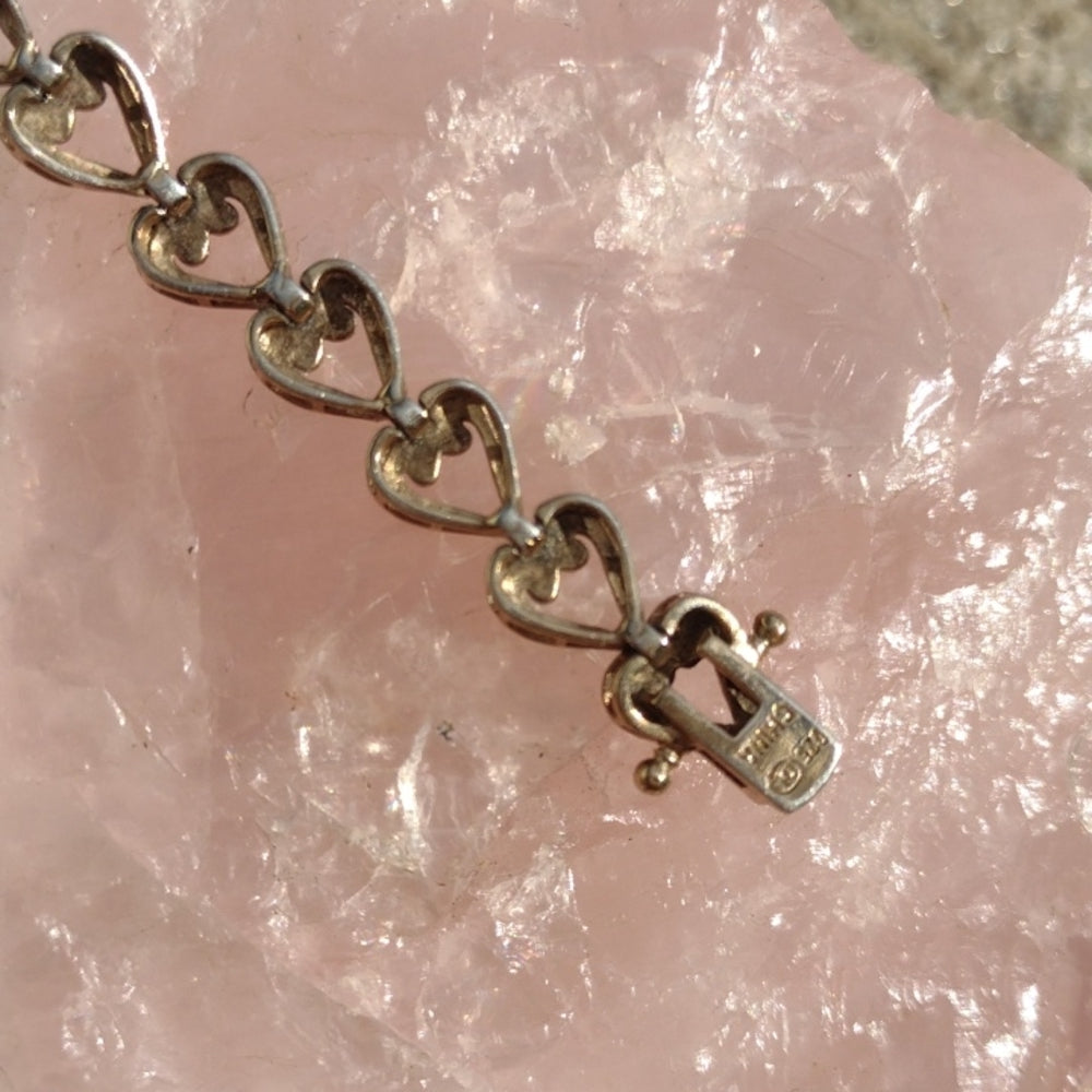 Sterling silver 925 heart bracelet with gold accents 7.75in