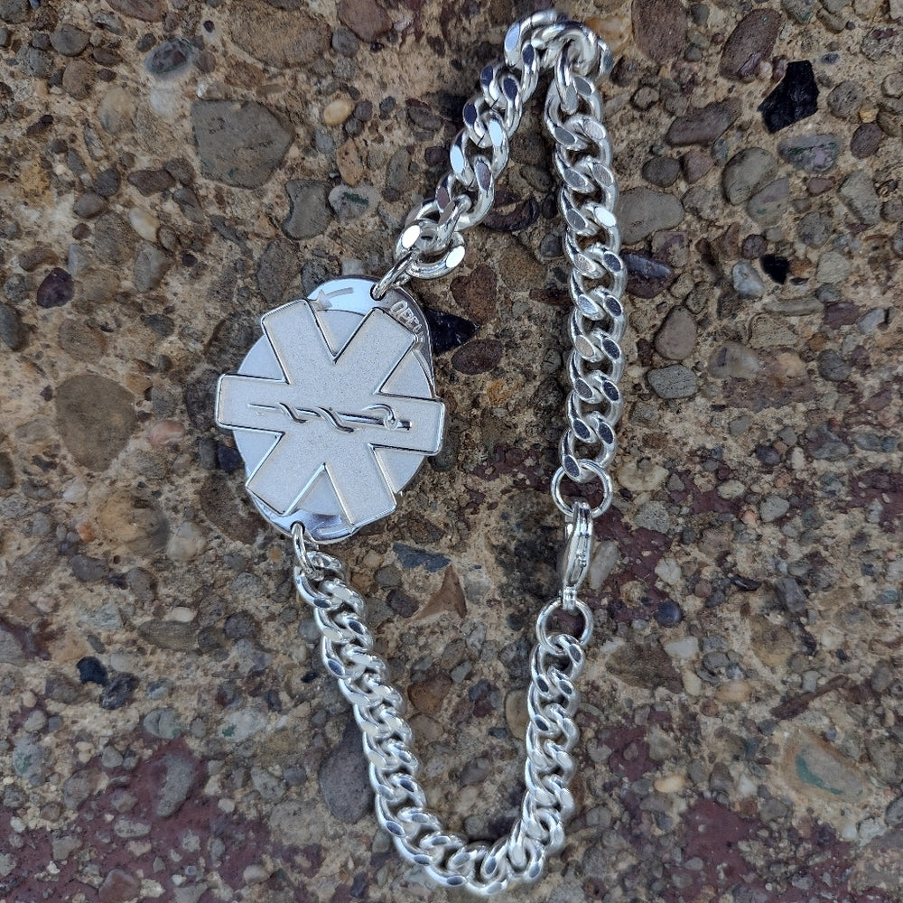 Medical alert bracelet with pill box 9.5 in Long unisex