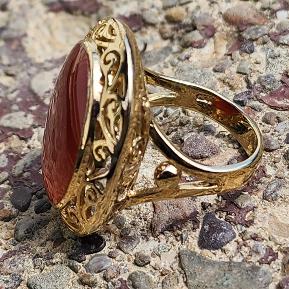 Gold vermeil sterling silver ring w carnelian size 8