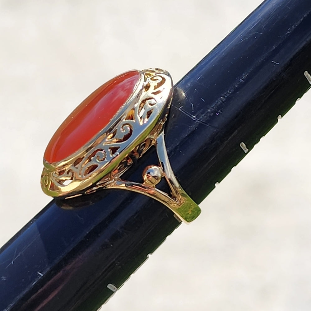 Gold vermeil sterling silver ring w carnelian size 8