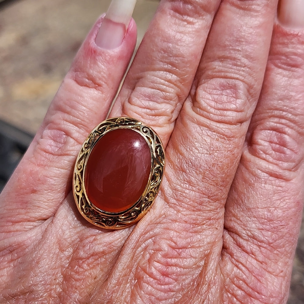 Gold vermeil sterling silver ring w carnelian size 8
