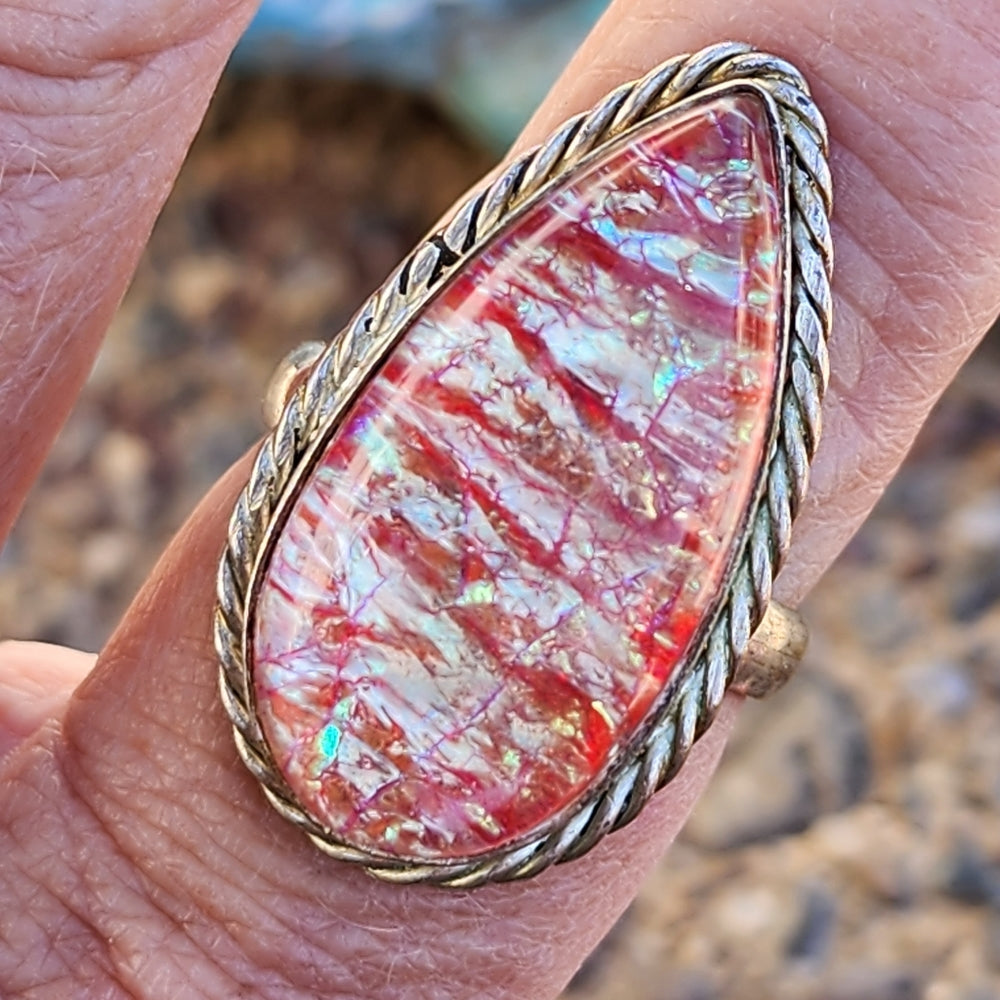 Sterling silver dragon's breath ring size 8.5