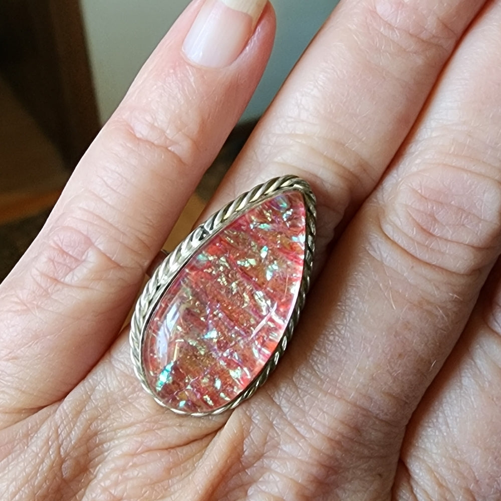 Sterling silver dragon's breath ring size 8.5