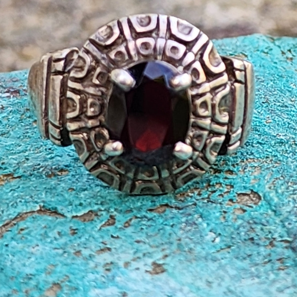 Sterling silver Garnet ring size 6.75