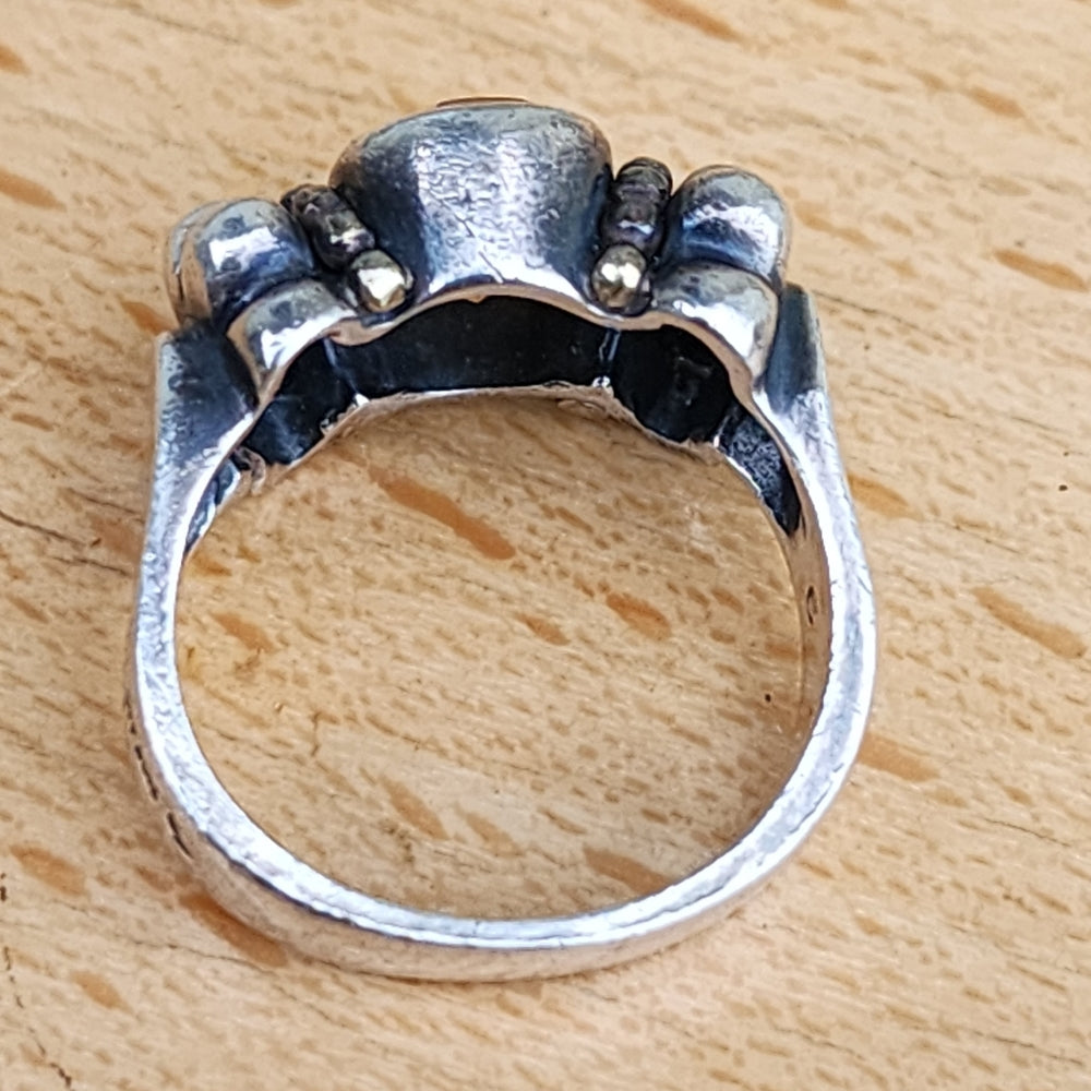Sterling silver and 18k karat gold citrine Lagos caviar ring size 6