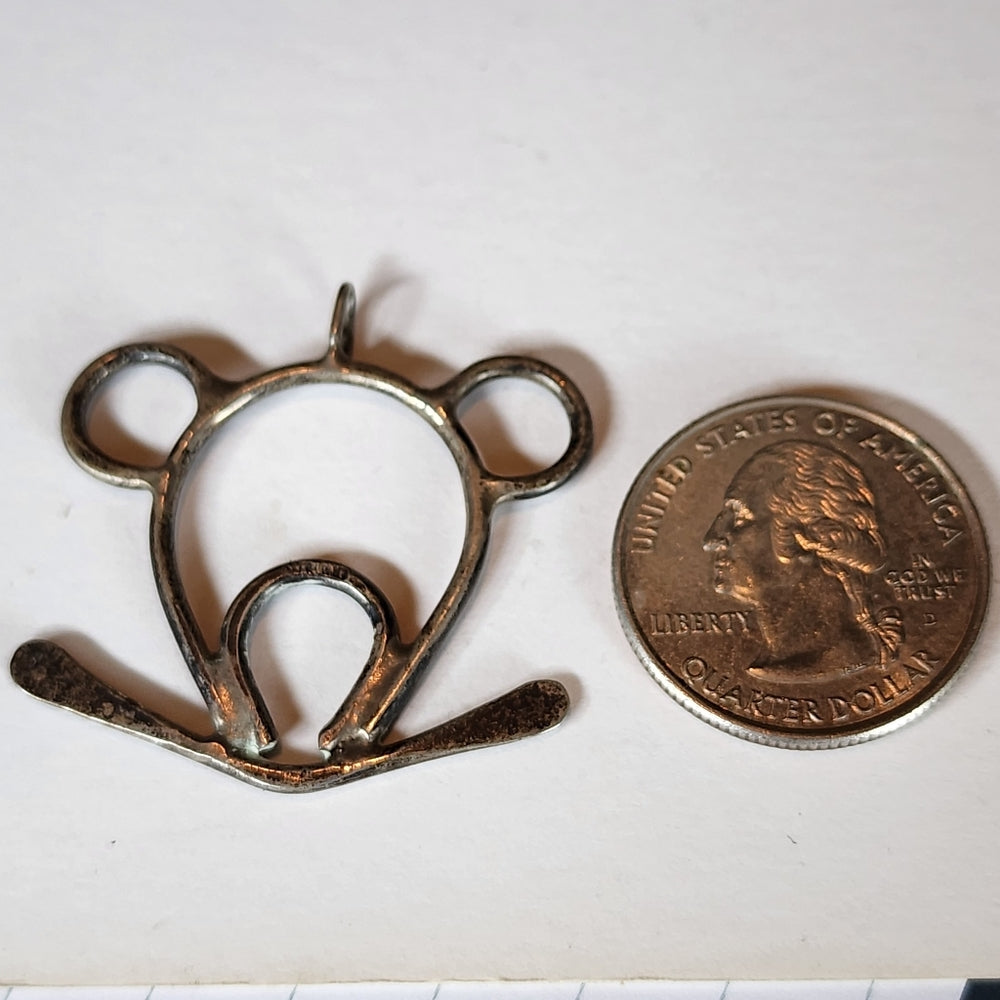 Modernist abstract sterling silver frog pendant