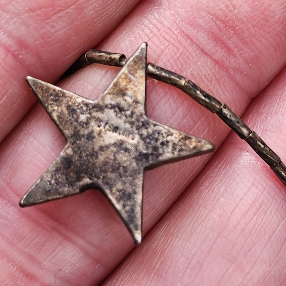 Sterling silver liquid silver necklace turquoise star Native American