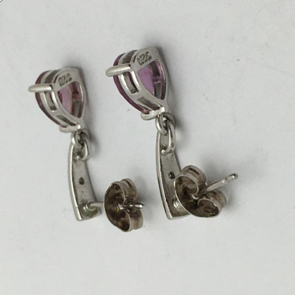 Petite sterling sterling silver earrings with pik purple stones
