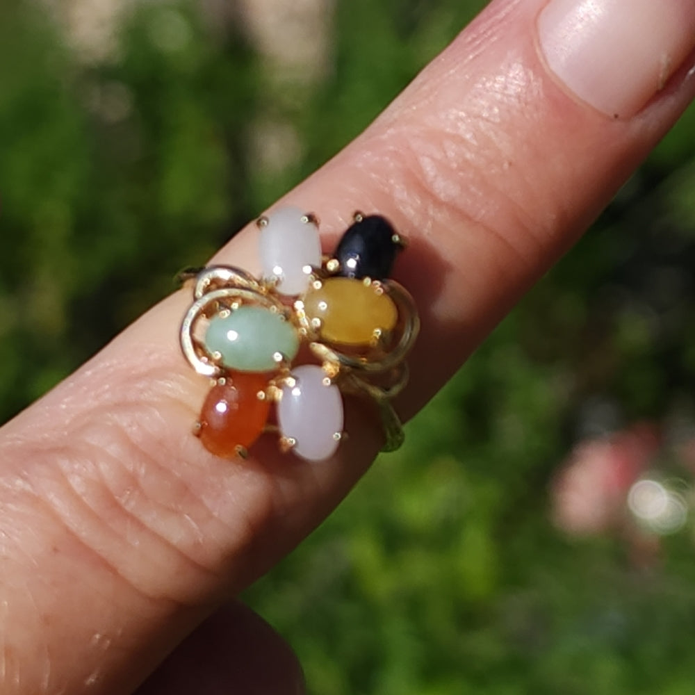 14k gold multi gemstone ring size 6