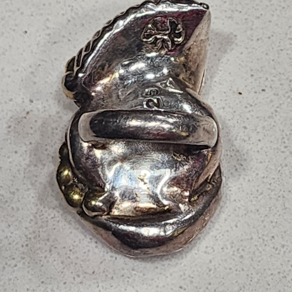 Modernist mid-century sterling silver ring artist sign size 6 chunky abstract