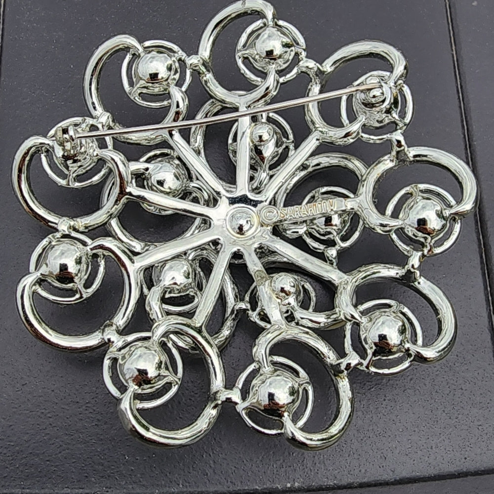 Sarah Coventry vintage Celestial ice rhinestone brooch  pin jewelry silver tone