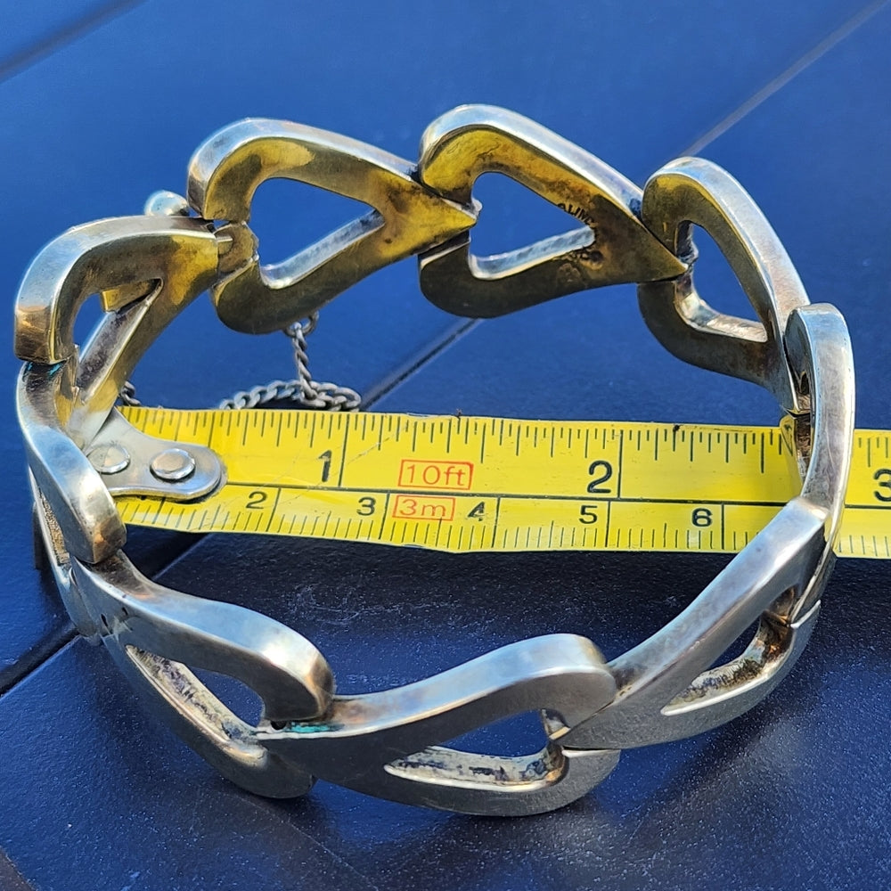 Vintage Mexican sterling silver heart bracelet