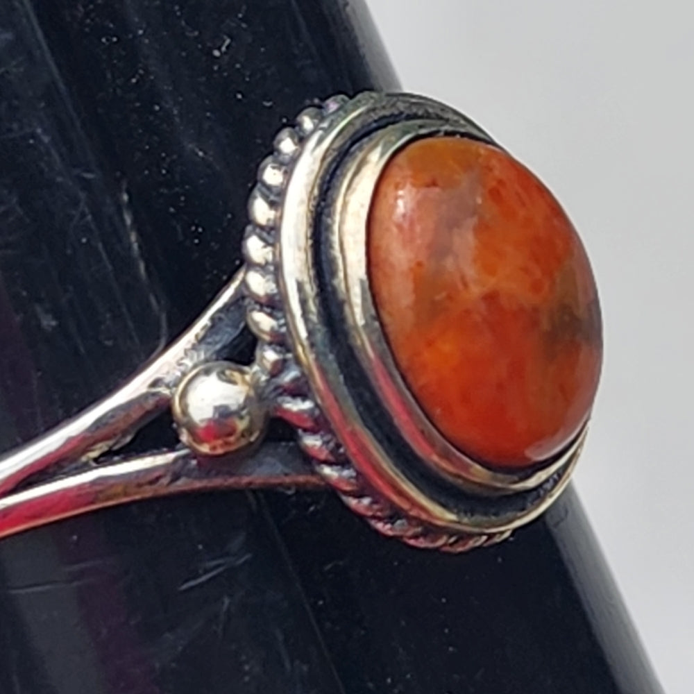 Sterling silver ring with orange stone size 7.5