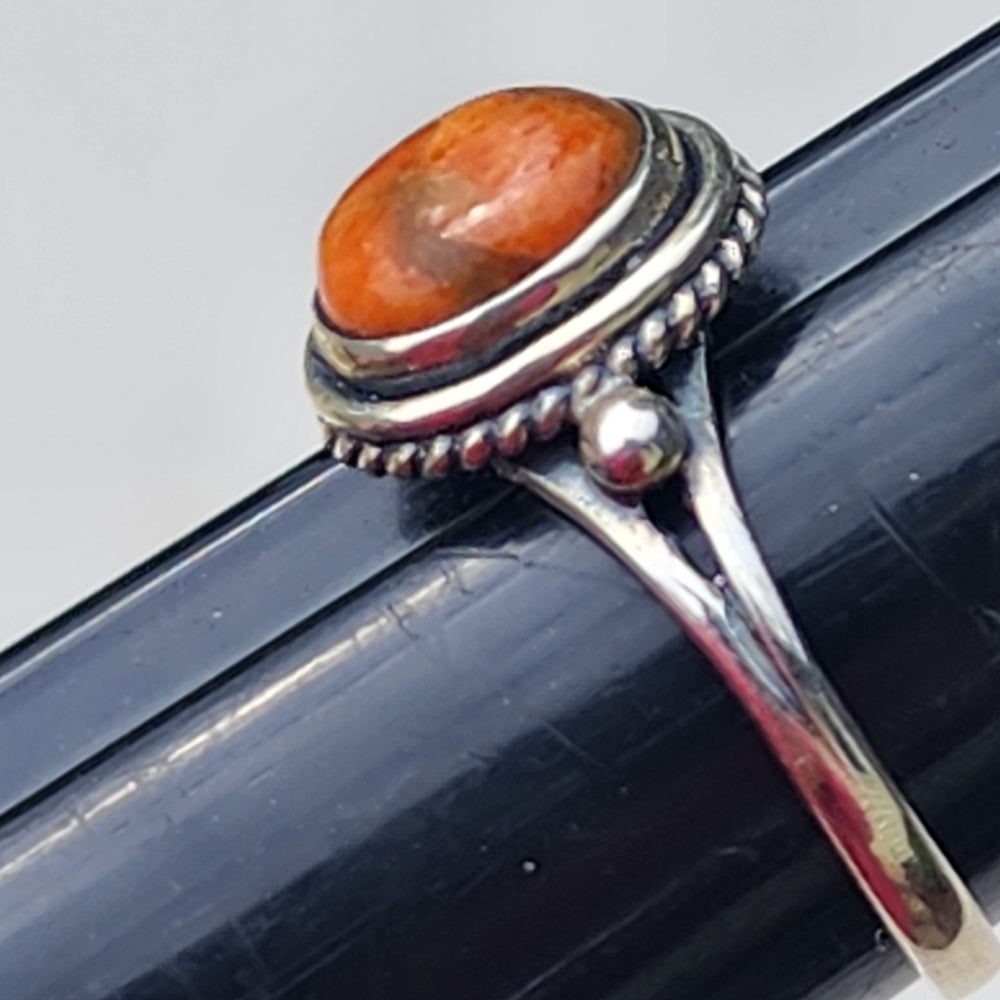 Sterling silver ring with orange stone size 7.5
