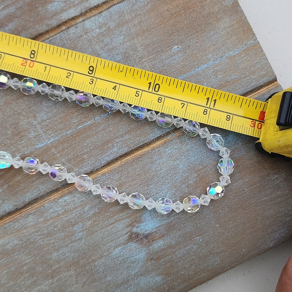Lot of two Aurora Borealis glass bead necklaces three strand & 1 strand