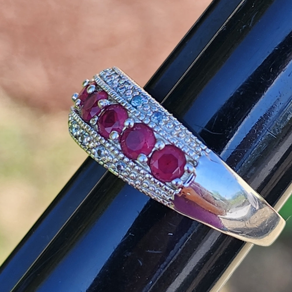 Sterling silver ruby ring size 11.5 possibly diamonds wedding engagement band