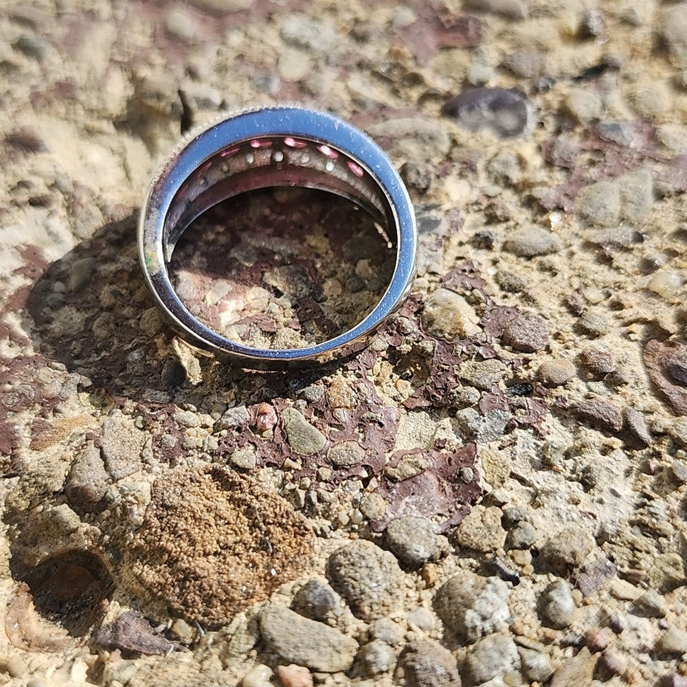 Sterling silver ruby ring size 11.5 possibly diamonds wedding engagement band