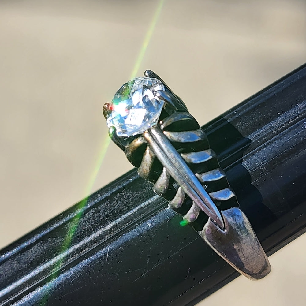 Vintage sterling silver ring by Kabana clear Stone size 8.75 wedding engagement