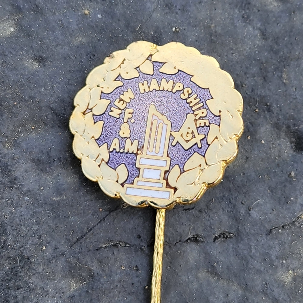 New Hampshire F&AM Freemason Masonic Lodge stick pin gold tone