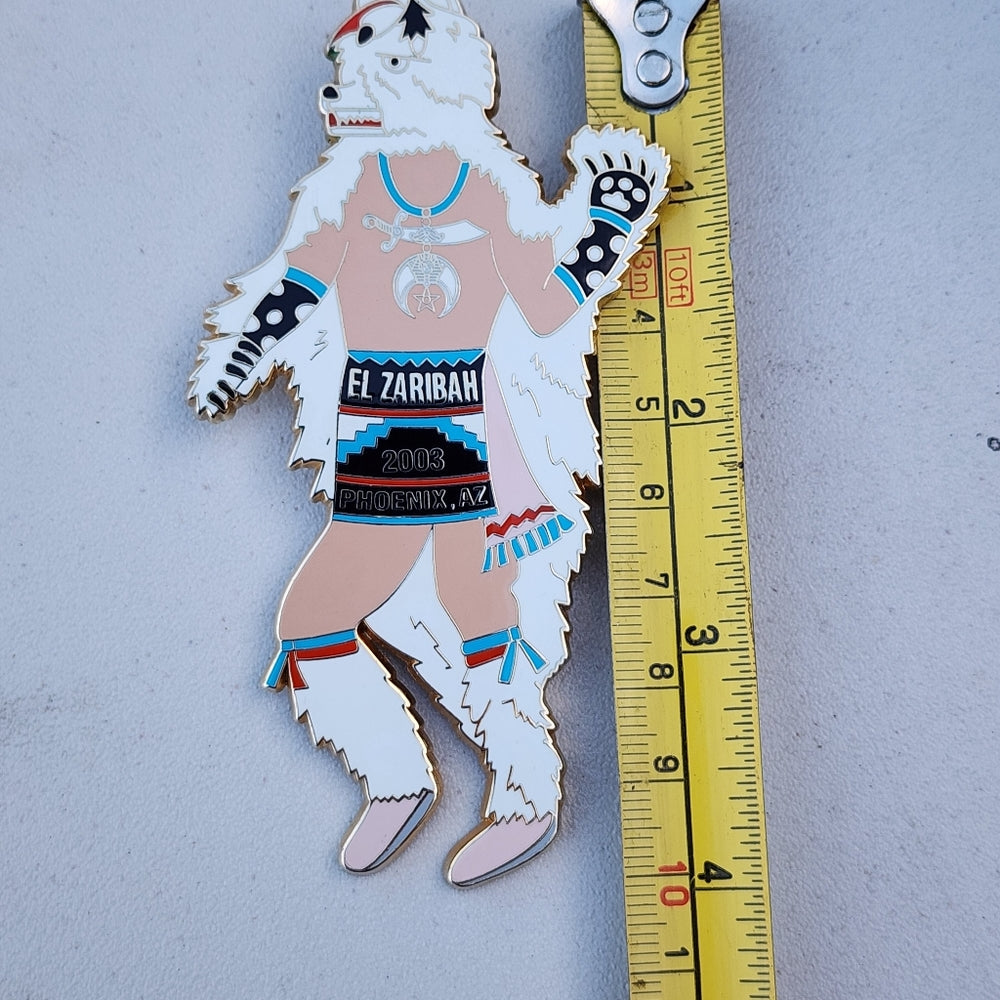 Figural bear Native American enamel Shriners bolo clip El Zaribah Phoenix AZ