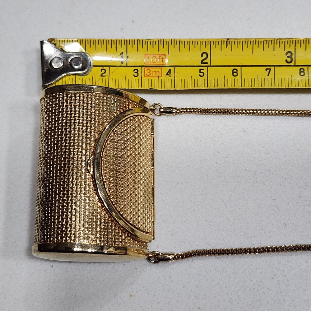 Purse pendant change locket necklace long chain gold tone fashion jewelry golden