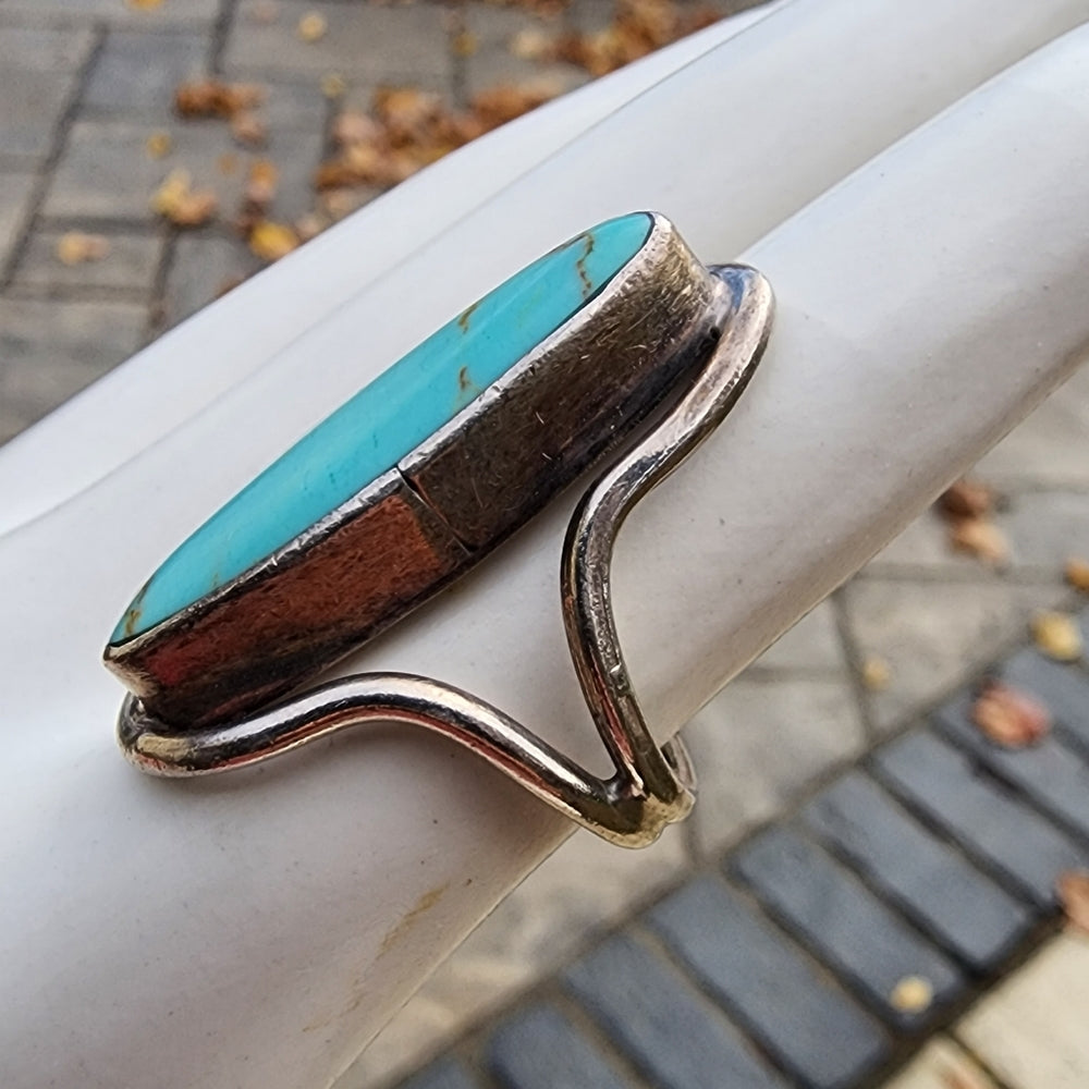 Mexican sterling silver ring size 5.5 blue turquoise stone