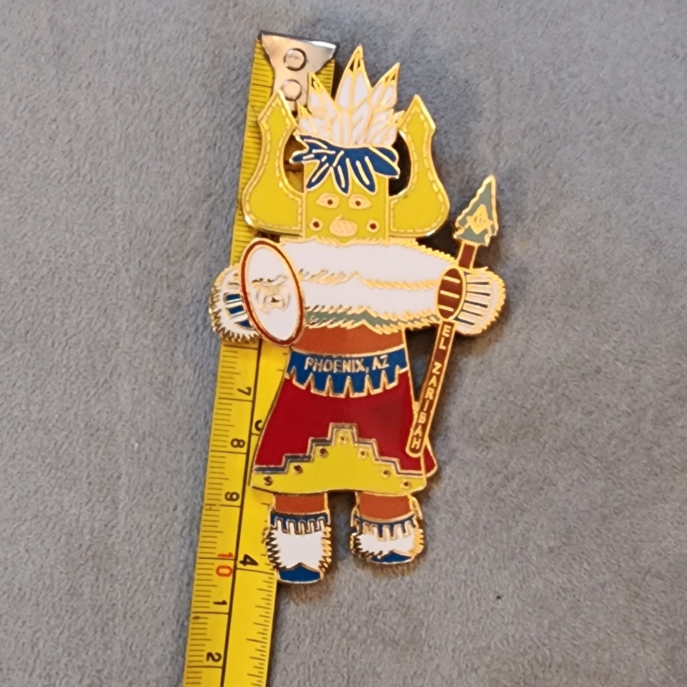 Native American enamel Shriners bolo Clip gold accent Phoenix Arizona EL Zaribah