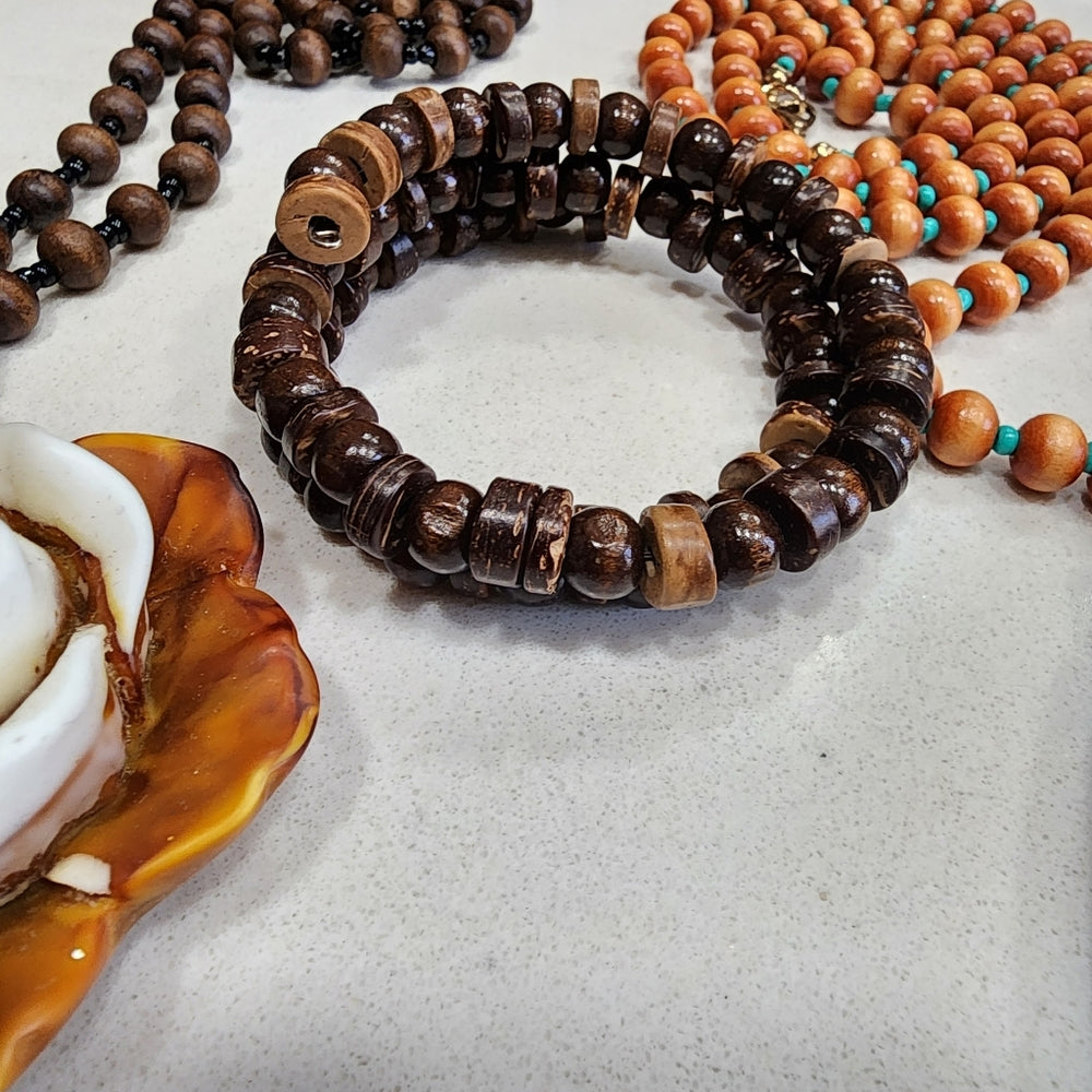 Costume fashion jewelry organic lot wooden necklaces bracelet tassel flower