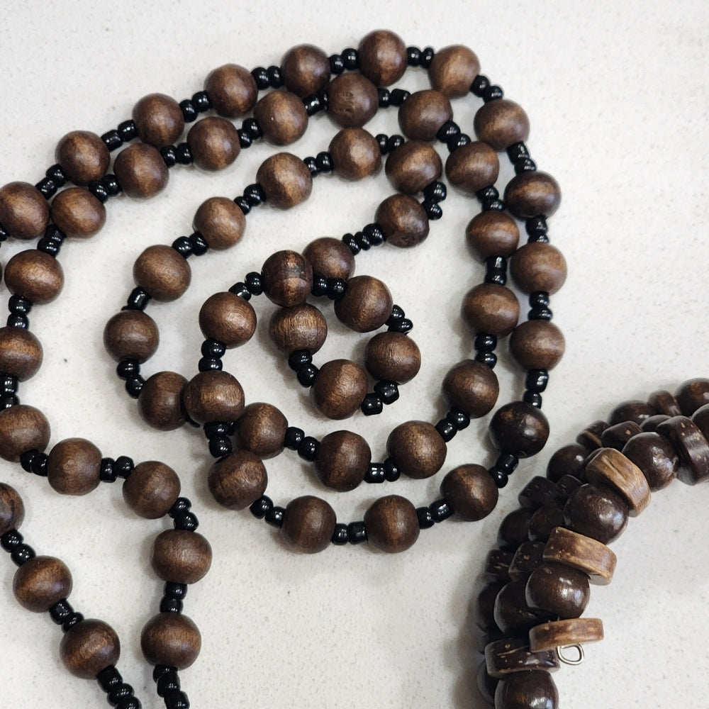 Costume fashion jewelry organic lot wooden necklaces bracelet tassel flower