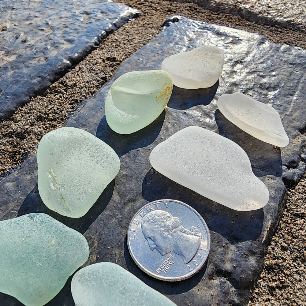 Lot of Lake Erie genuine sea beach glass large rare pieces for crafts  jewelry