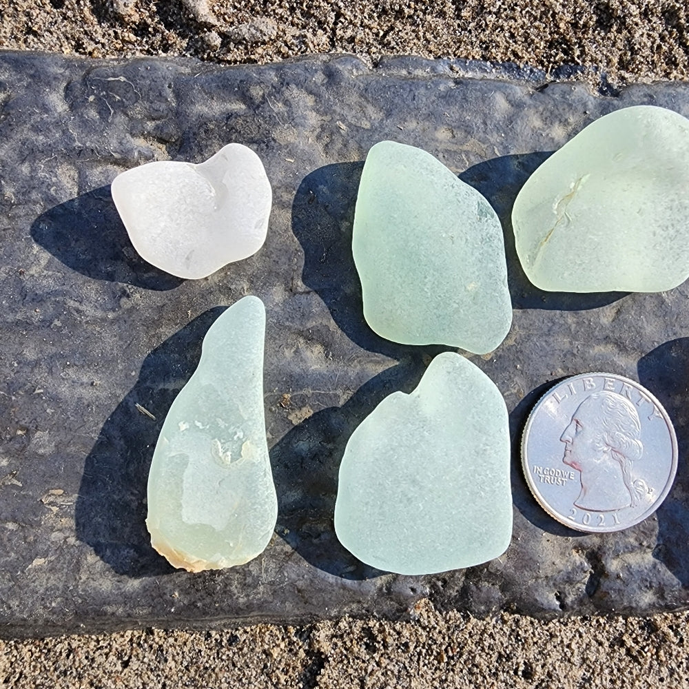 Lot of Lake Erie genuine sea beach glass large rare pieces for crafts  jewelry