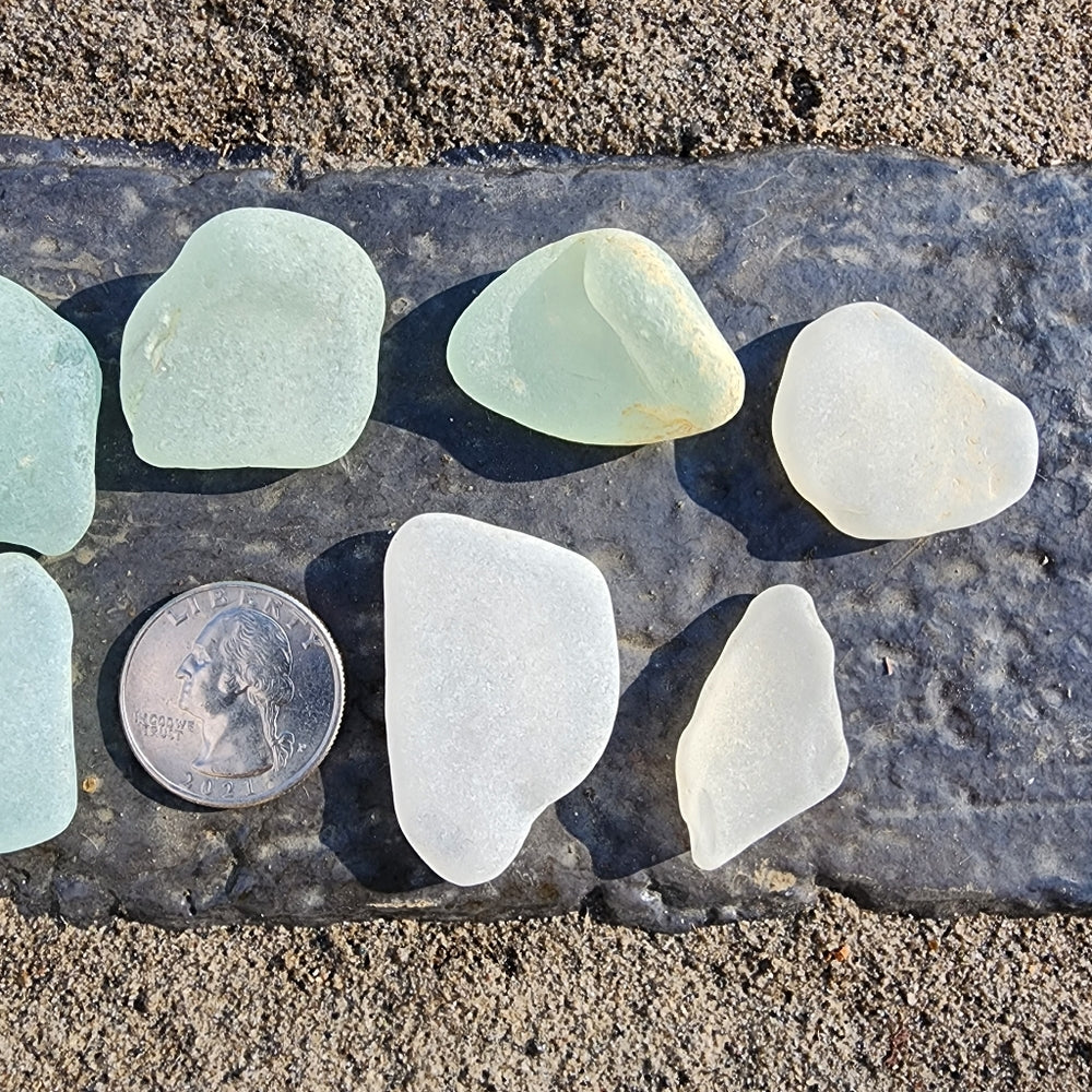 Lot of Lake Erie genuine sea beach glass large rare pieces for crafts  jewelry