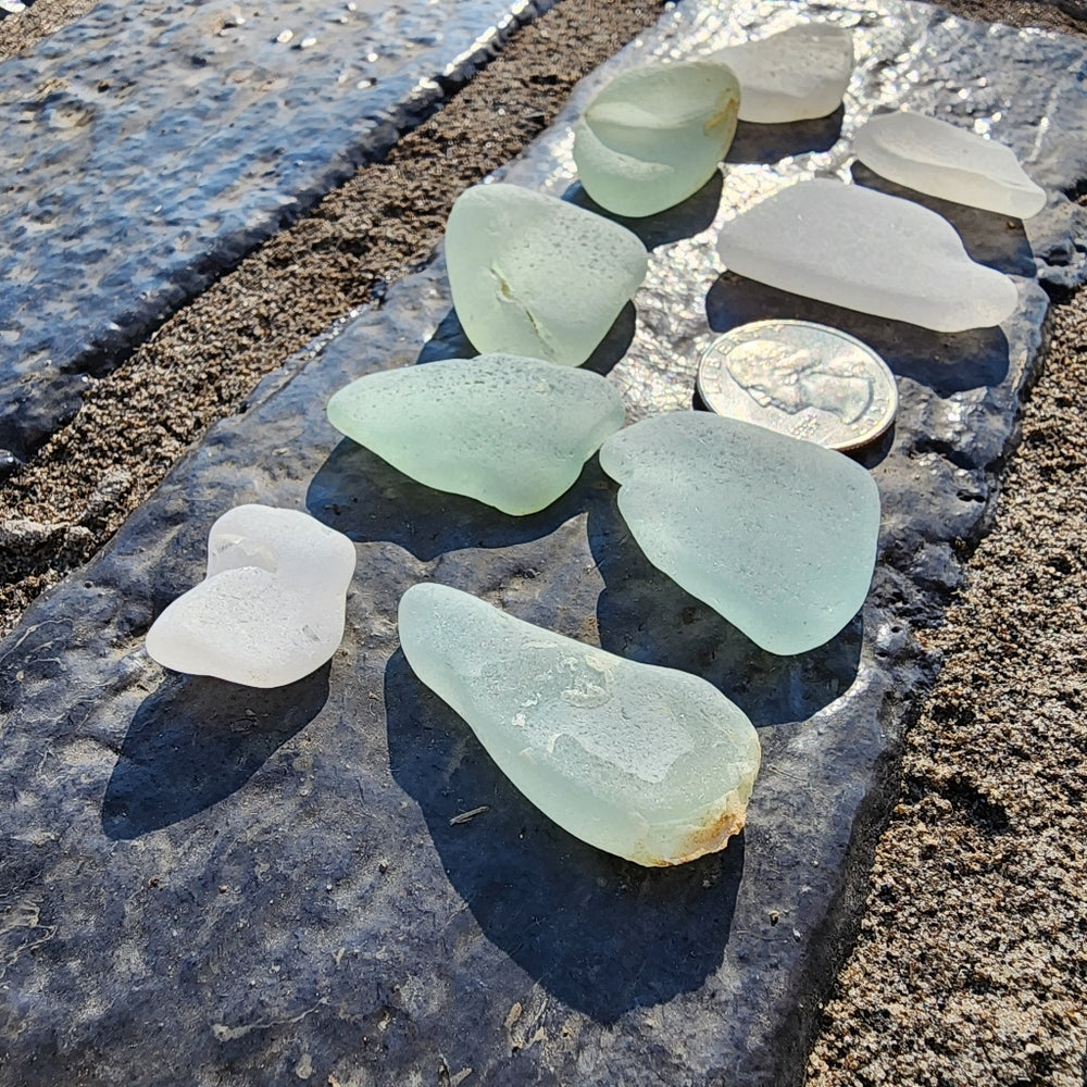 Lot of Lake Erie genuine sea beach glass large rare pieces for crafts  jewelry