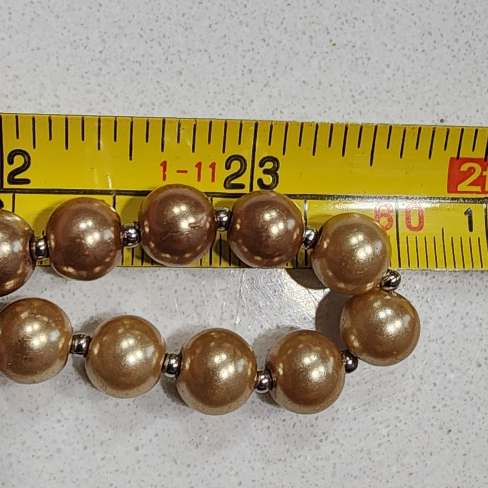 Costume fashion jewelry beaded Amber glass faux pearl long necklace