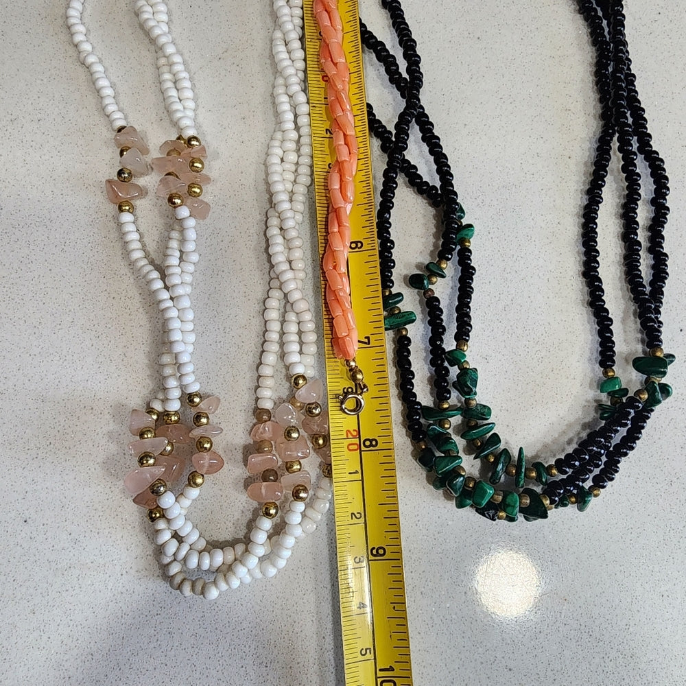 Costume jewelry multi-strand necklace lot malachite bracelet boho