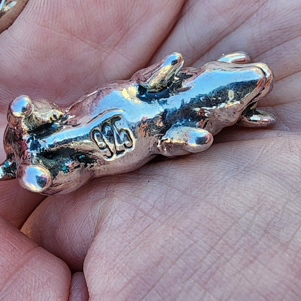 Little potbelly pig puffy 3D sterling silver pendant