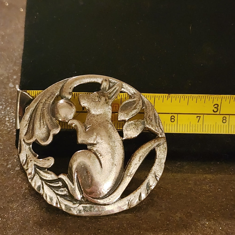 Vintage sterling silver kangaroo or squirrel brooch art deco