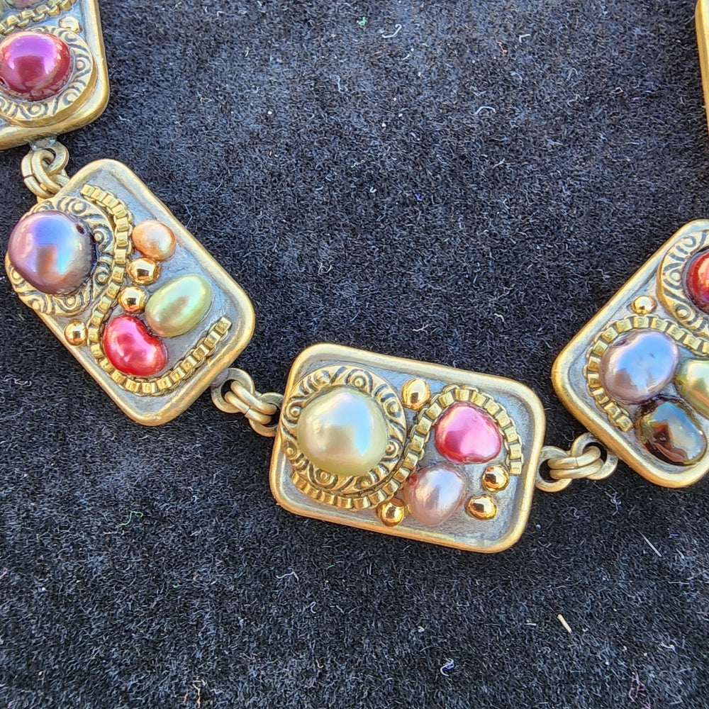 Designer Michal Golan vintage faux pearl bracelet costume jewelry