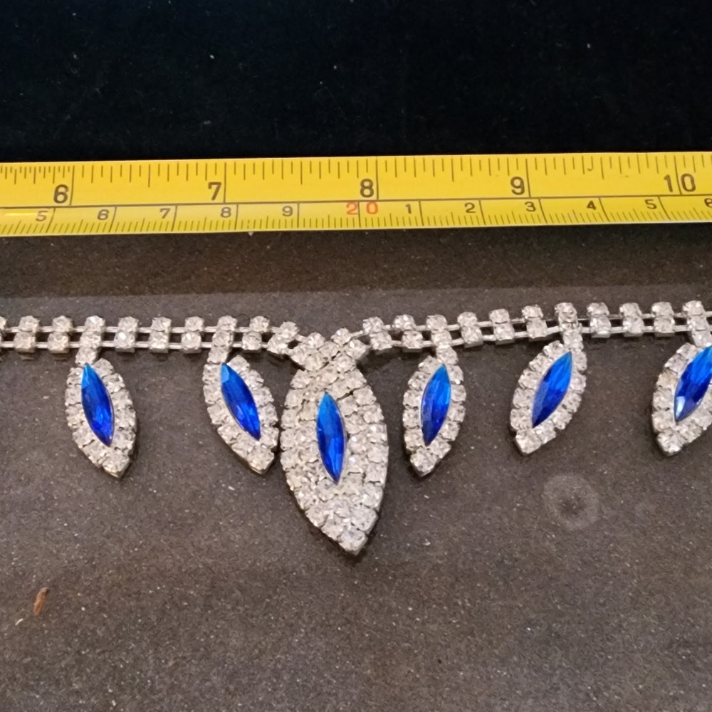 Lot of vintage rhinestone costume jewelry necklaces blue and red