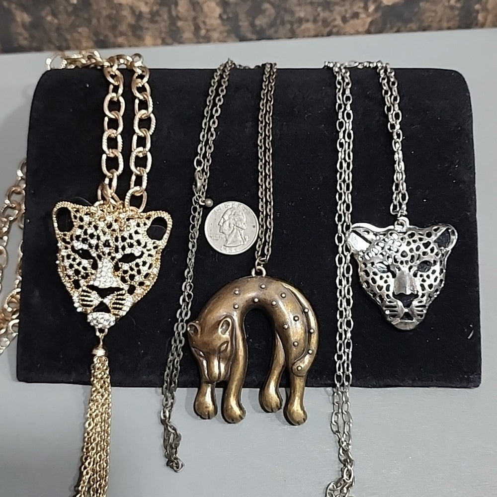 Cheetah jaguar leopard head long long pendant necklaces Is lot fashion jewelry
