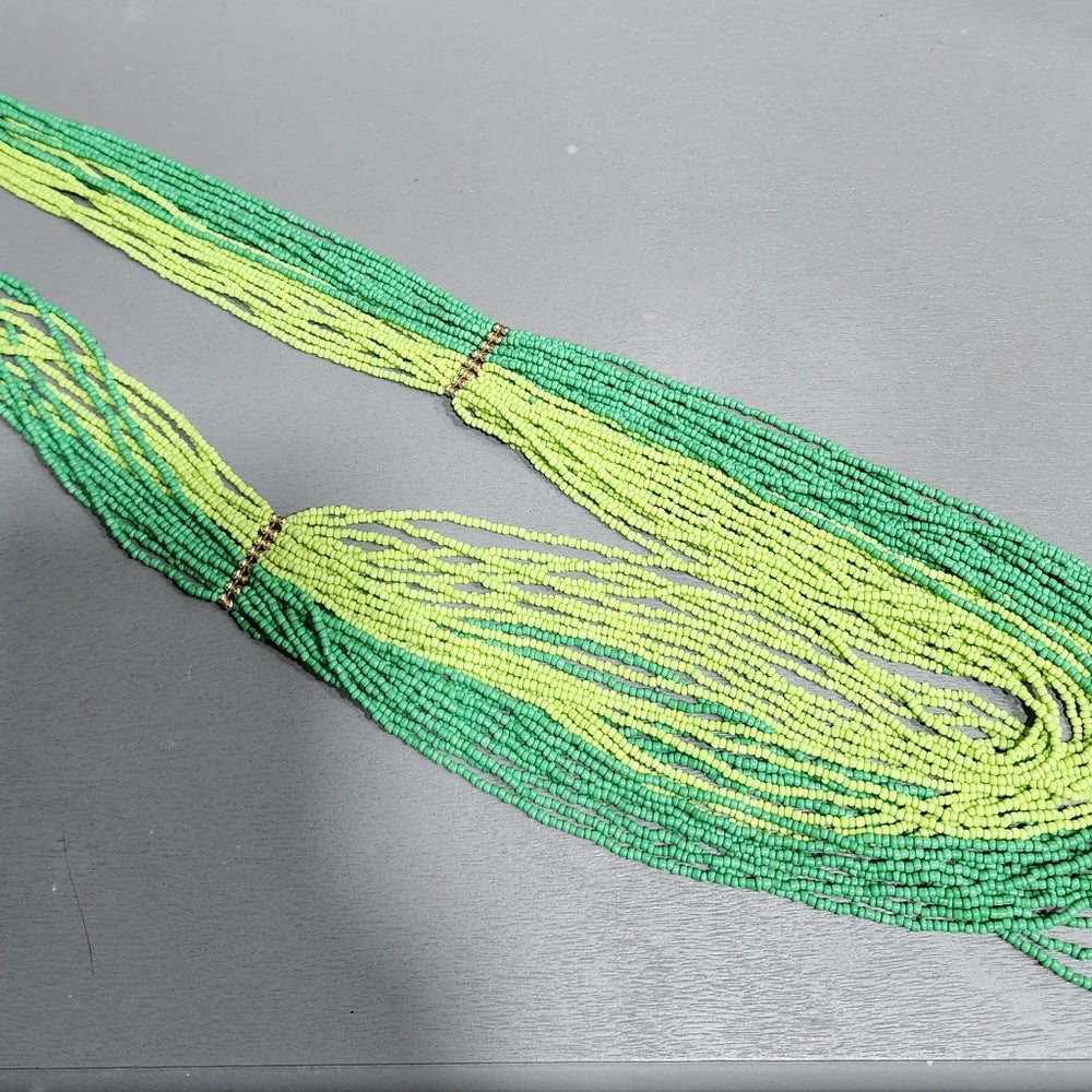 Jewelry spring into summer Layered green beaded glass long necklace