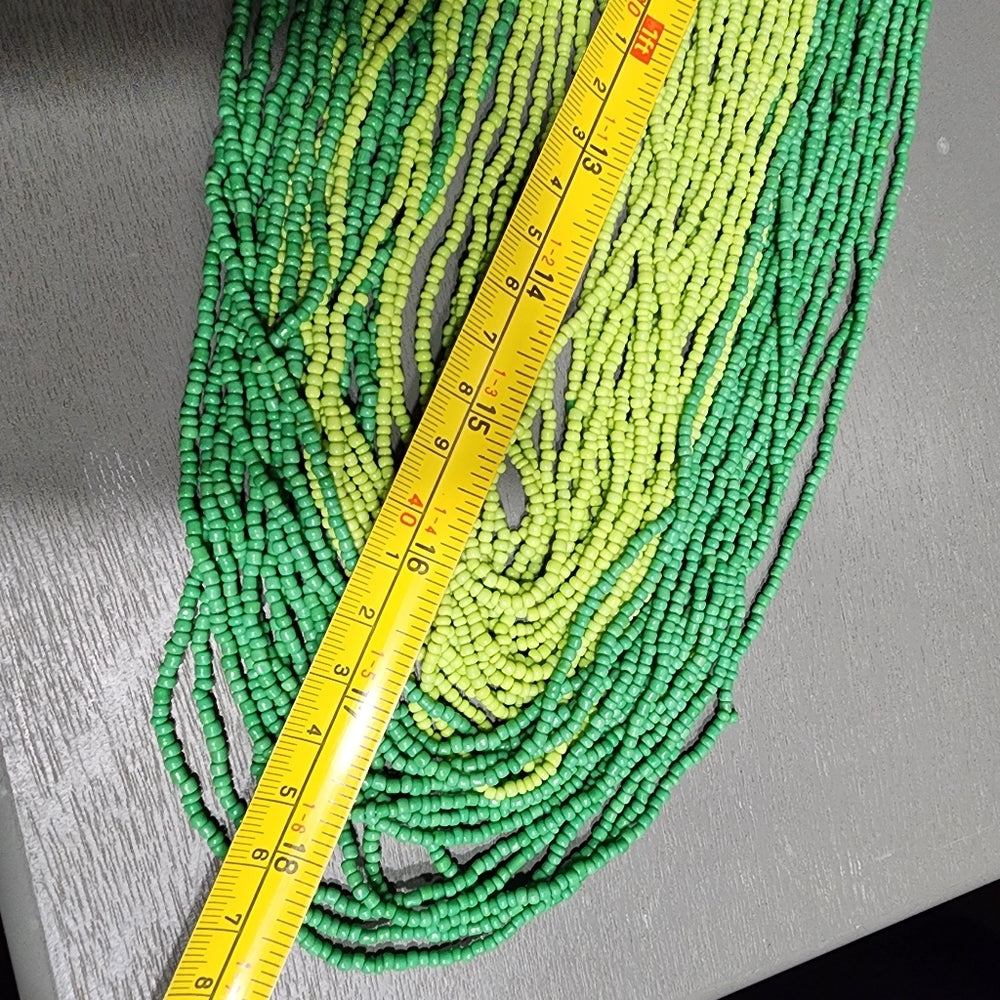 Jewelry spring into summer Layered green beaded glass long necklace