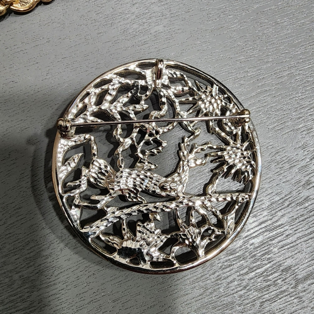 Lot of fashion costume jewelry lighthouse deer brooch Greek key pendant necklace