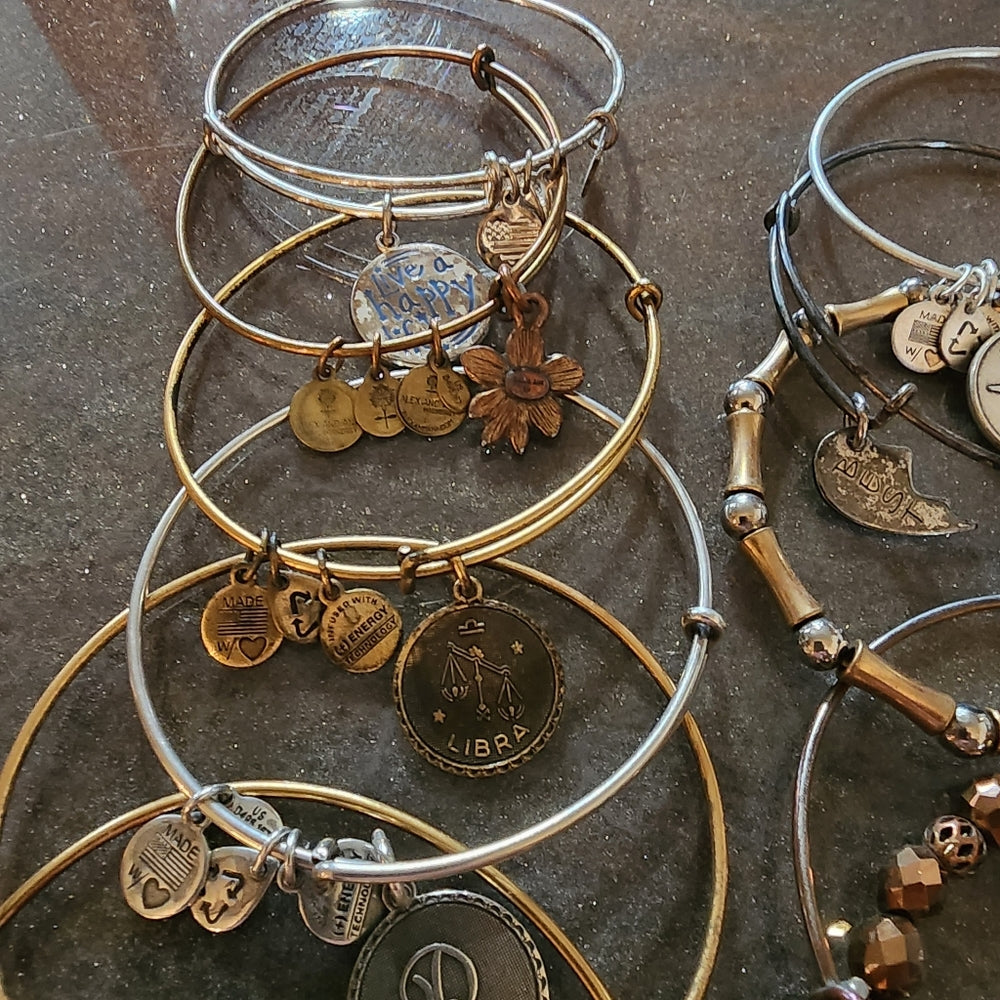 Alex & Ani jewelry lot 22 bangle charm bracelets silver & Gold tone