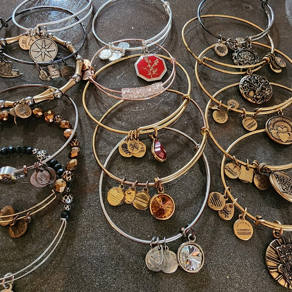 Alex & Ani jewelry lot 22 bangle charm bracelets silver & Gold tone